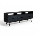 Czarna szafka RTV 180 × 40 × 55 cm z laminowanej płyty wiórowej