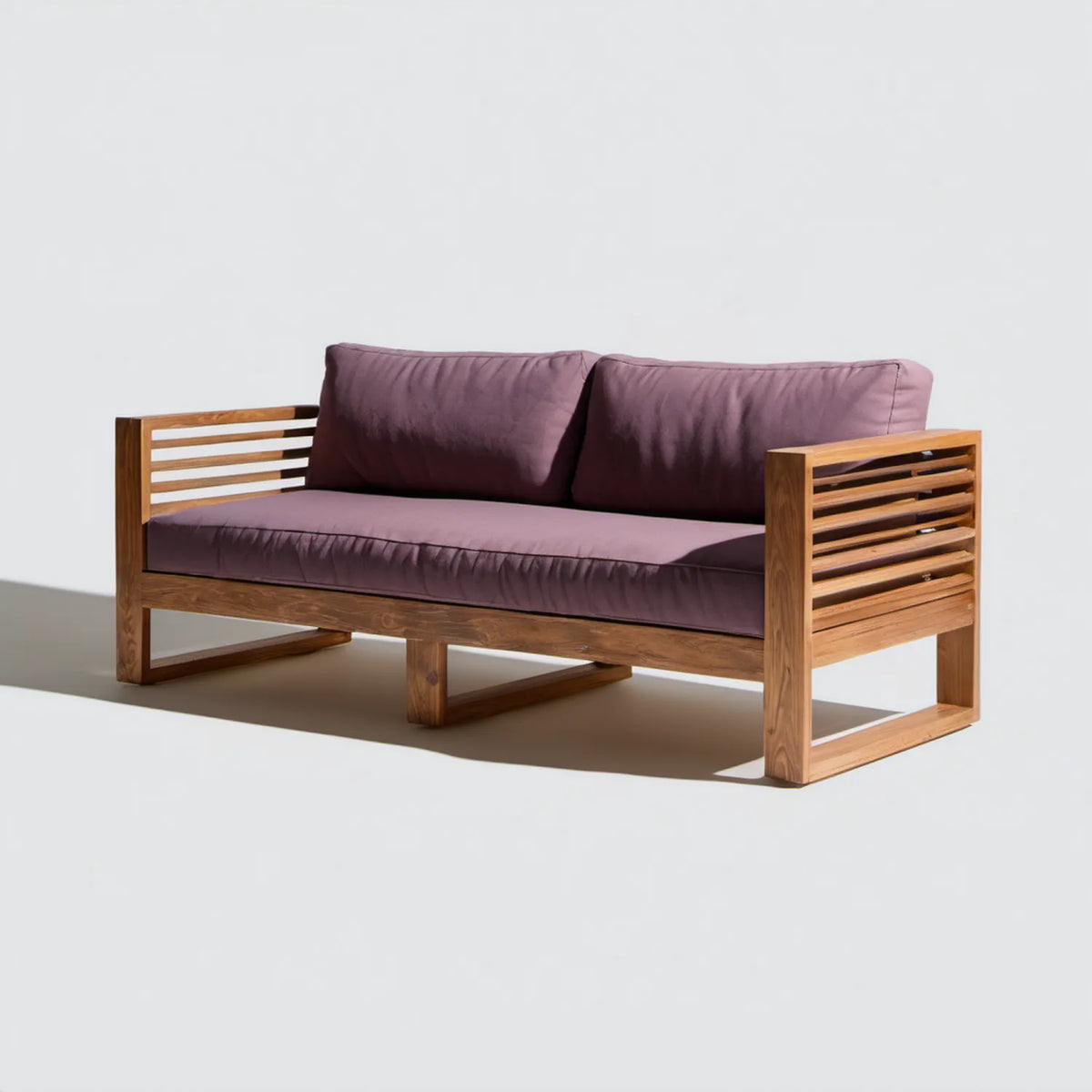 Dwuosobowa sofa ogrodowa z drewna akacjowego Brązowy/Fioletowy 140 x 75 x 78 cm