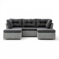 Modułowa sofa ogrodowa 3-elementowa z technorattanu PE, szaro-czarna, 250 x 75 x 75 cm