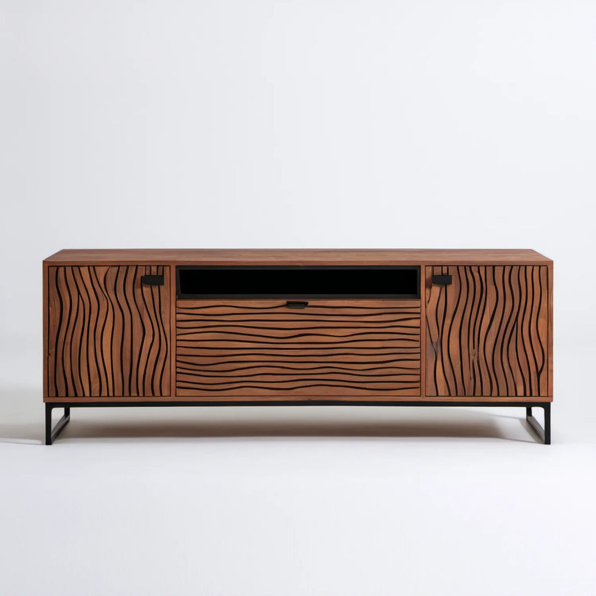 Szafka RTV z litego drewna mango Brązowy/Czarny 180 x 40 x 65 cm